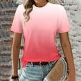 thumbnail image 5 of Women's Gradient Color T-Shirts&nbsp;- Fashion Round Neck Casual Short Sleeve Tee - Soft Stretch Daily Tops, Pink Women‘S Short Sleeve Gradient Color Fashion Round Neck Casual T Shirt, 5 of 5