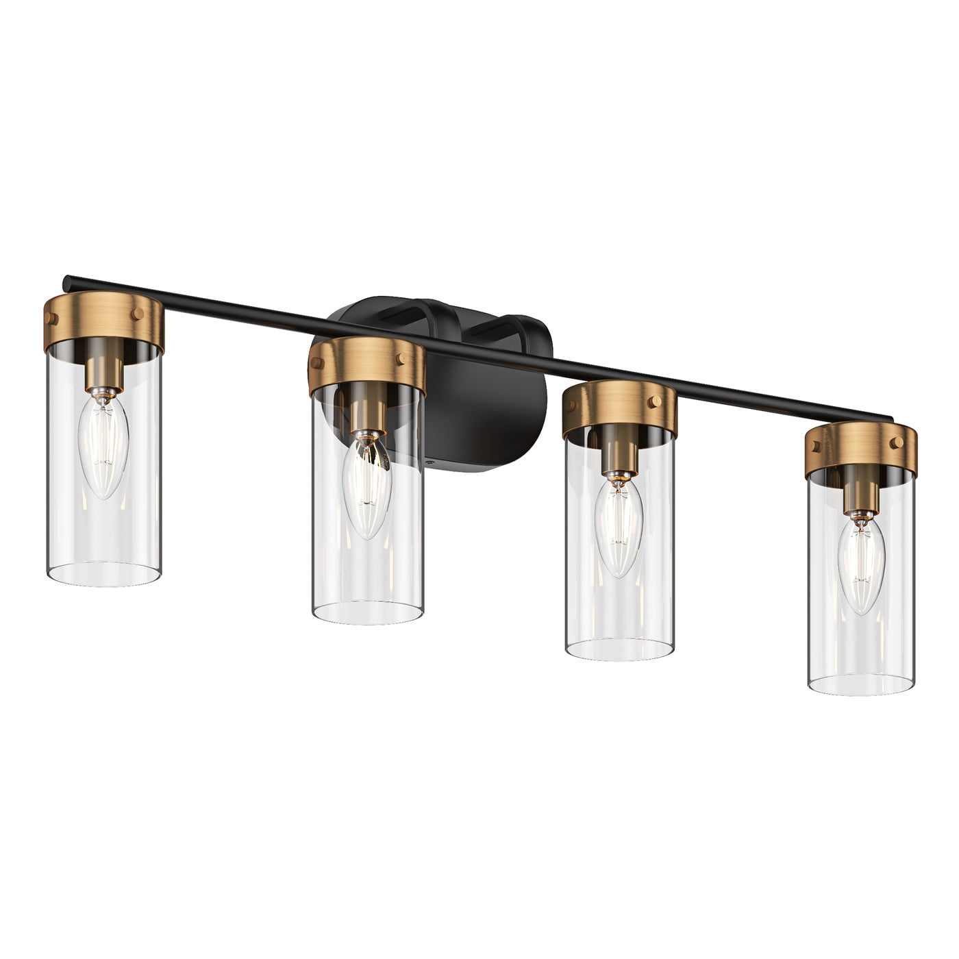 Aiwen 4-Light Bathroom Lighting Fixtures Modern Vanity Light Over Mirror With Clear Glass Shade In Gold Finish