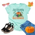 thumbnail image 4 of Autumn Blessing T-Shirt Pumpkins Hayrides Apple Cider Falling Leaves Women Thanksgiving (Mint, 3X Large), 4 of 6