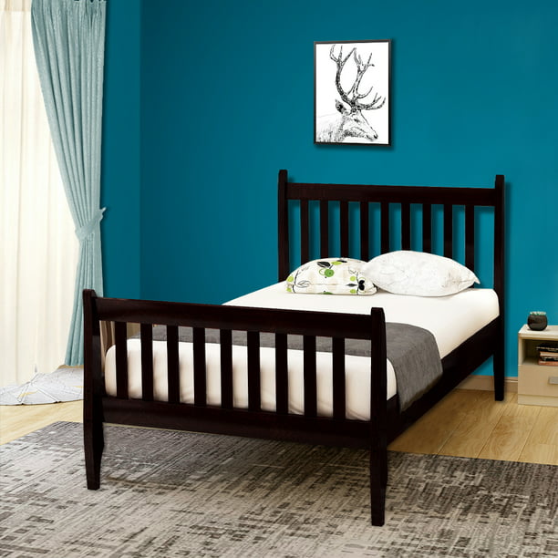 Twin Wood Platform Bed For Small Room, Compact Twin Bed Frame