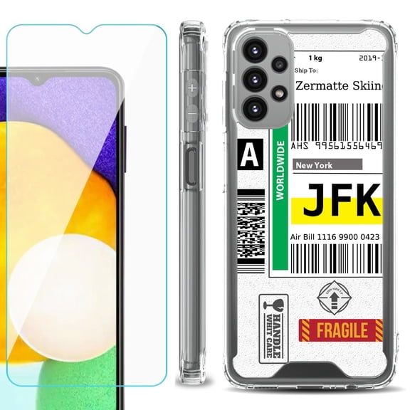 Shockproof Bumper Phone Case for Samsung Galaxy A23 5G, with Tempered Glass Screen Protector, by OneToughShield ® - Mail / New York