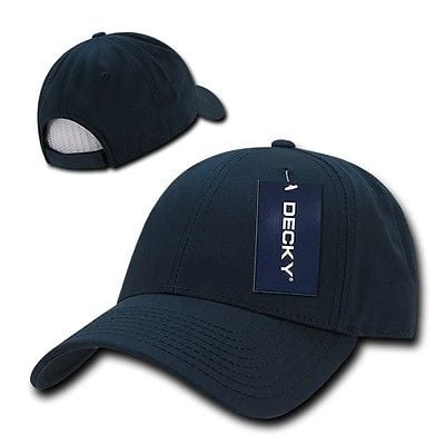 Cotton Ball Cap - Navy Blue Cotton Plain Solid Golf Structured 6-Panel Baseball Ball Cap Hat