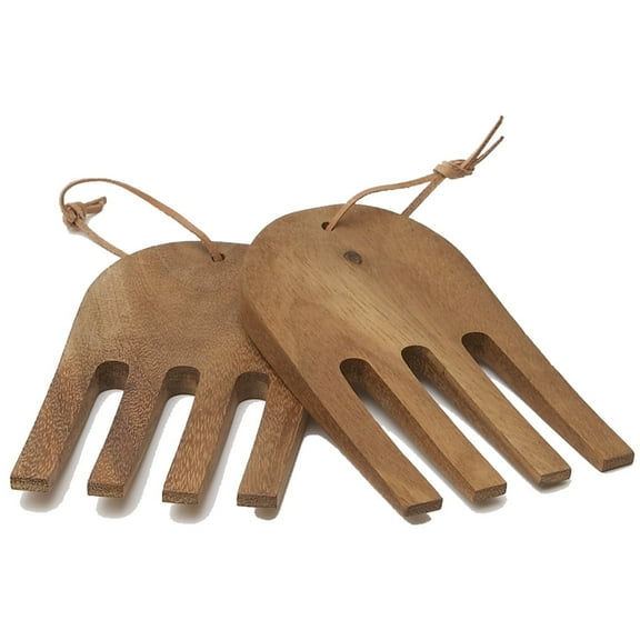 Woodard & Charles Acacia Wood Serving Hands for Serving Salad, Fruit, Pasta and More, 6 3/4" x 3 3/4"