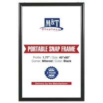 M&T Displays Portable Snap Poster Frame,  Black 40x60 inch , 1.77" Aluminum Profile with White Backing and Anti-Glare Pet Cover