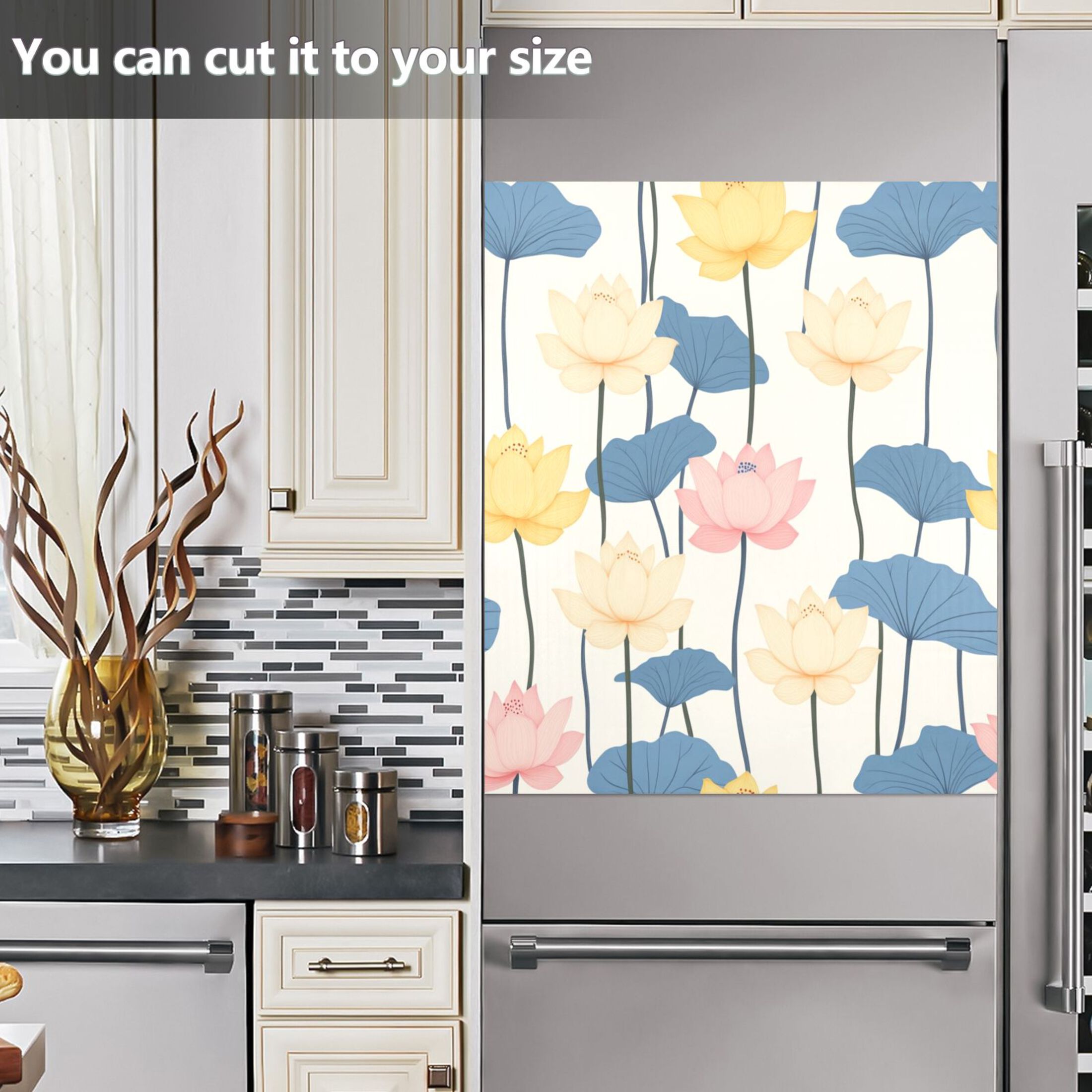 Dishwasher Magnetic Sticker 23x26 Inch Refrigerator Magnetic Sticker Washing Machine Magnetic Sticker Kitchen Panel Magnetic Sticker Home Decor Colorful Lotus Pattern