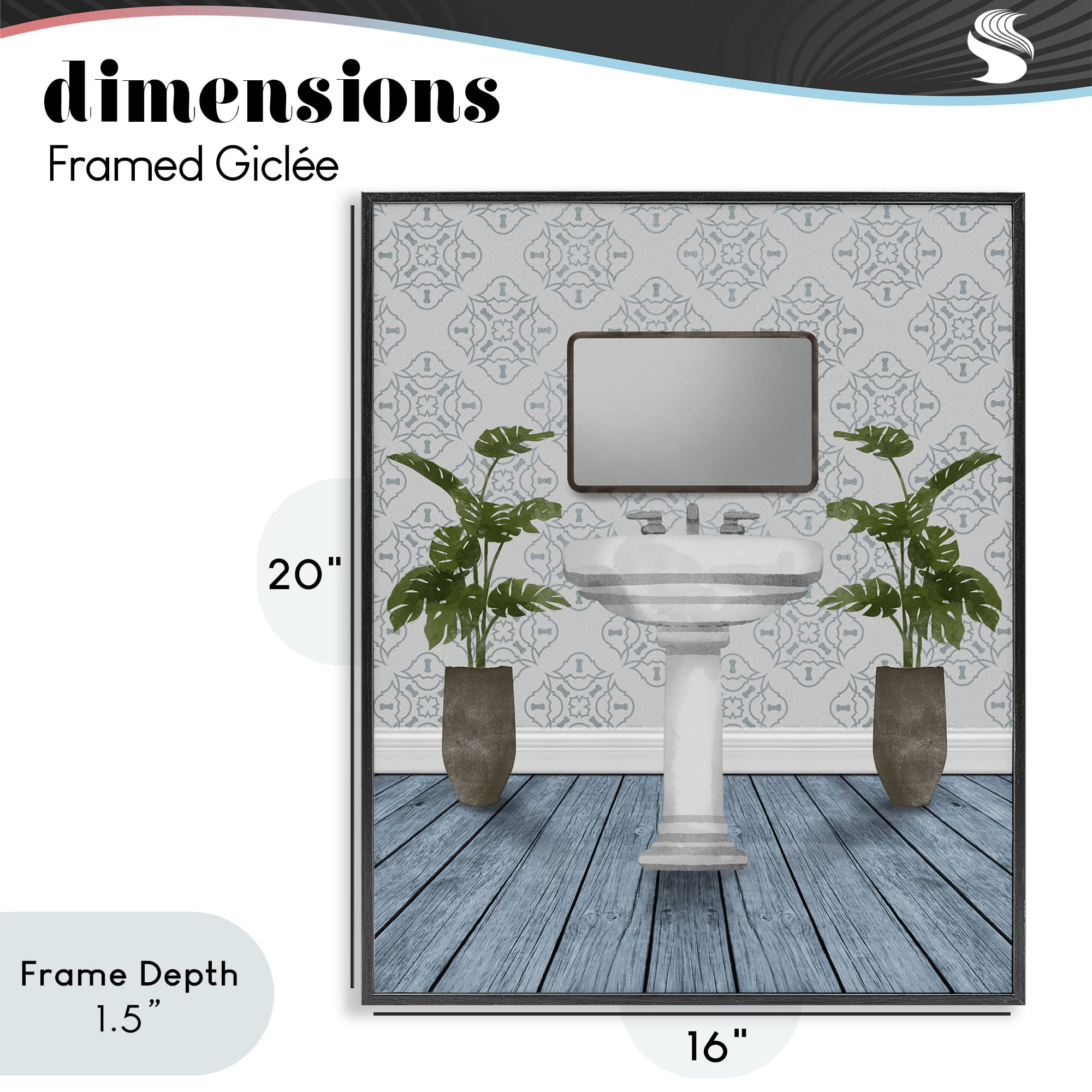 Stupell Industries Restful Wash Plants & Sink Black Framed Giclee Art, design by Marcus Prime
