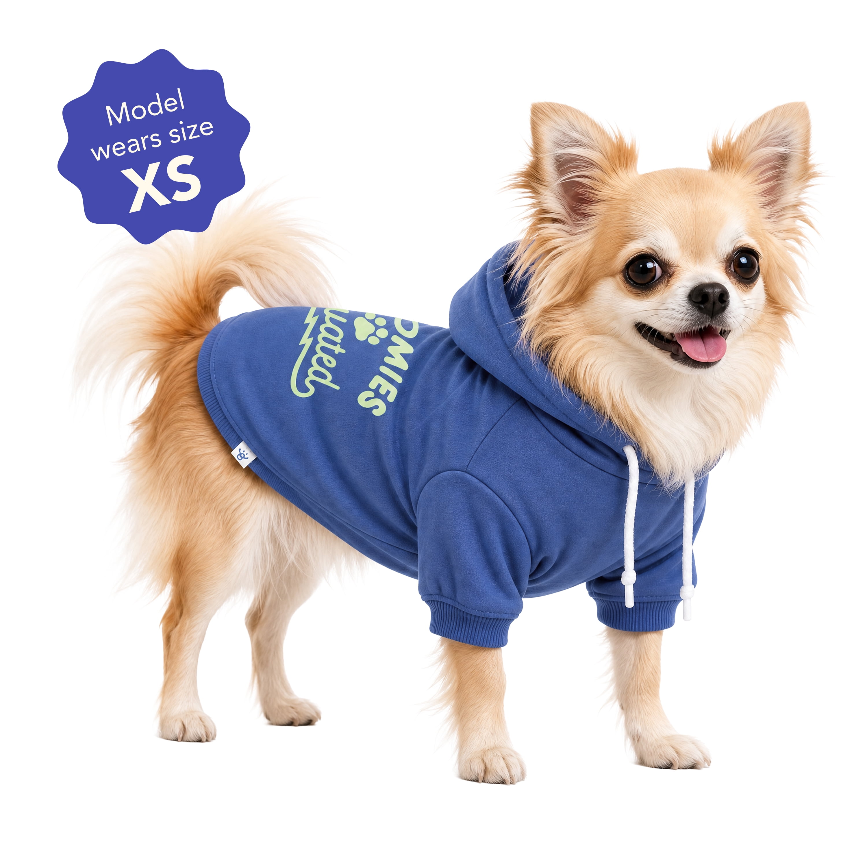 Oodles Zoomie Activated Fall Dog Hoodie, Blue, XS