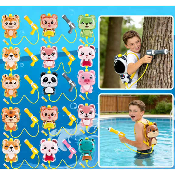 Water Backpack Blaster Cartoon Animal Super Soaker Summer Pool Backyard Beach(8.66Inch,D)