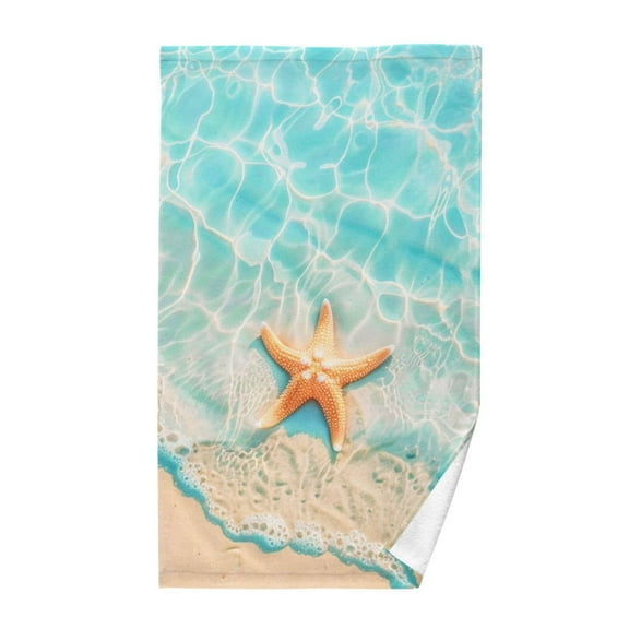 Sea Starfish on Beach Cotton Face Towels Absorbent Hand Towel Soft Bathroom Towel for Kitchen Hotel Decoration