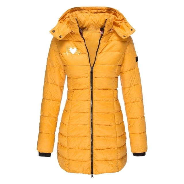 Fankiway Veste Décontractée à Manches Longues pour Femmes avec Capuche et Petit Imprimé Jaune P