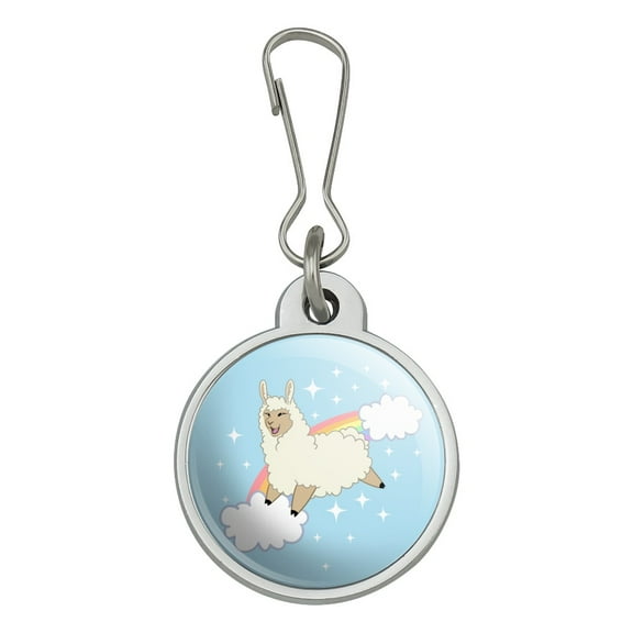 Llama on Sparkling Rainbow Jacket Handbag Purse Luggage Backpack Zipper Pull Charm