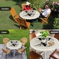thumbnail image 4 of Letter V Round Tablecloth for 36-44 Inch Tables, Fitted Table Cover with Elastic Edge, Monogram Words Waterproof Outdoor Table Cloth Protector for Patio Garden Dinner Picnic, 4 of 9