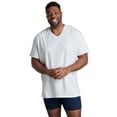 thumbnail image 3 of Fruit of the Loom Men’s Cotton V‑Neck Undershirts, White or Black/Gray, Multi‑Pack, Regular & Tall Sizes, 3 of 11