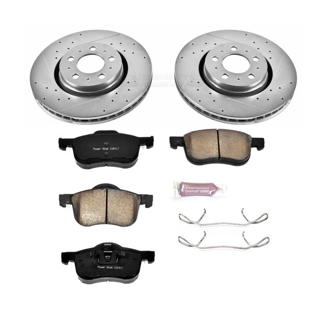PowerStop Front Z23 Evolution Sport Carbon-Fiber Ceramic Brake Pad and Drilled & Slotted Rotor Kit Fits: VOLVO Select Models K5193