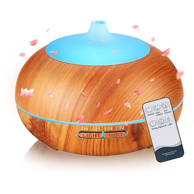 Difusor de aromas, difusor de aceite aromático silencioso de 500 ml, humidificador con luz LED, yoga