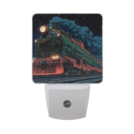 WOBOGO Green Train LED Night Light 2 Pcs Set 0.5 Watt Wall Plug in Dusk to Dawn Automatic Switch Soft White Light