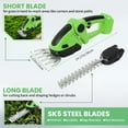 thumbnail image 2 of BAOKALER 24V Handheld Hedge Trimmer Cordless, 15000RPM 2-in-1 Cordless Grass Shears, 2 Battery, Green, 2 of 9