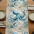 thumbnail image 5 of Teal Octopus Coastal Burlap Cotton Table Runner 13x60 Inches Long, Vintage Summer Beach Nautical Farmhouse Table Runners, Outdoor Dining Tablecloths Decor for Baby Shower/Party/Wedding, 5 of 8