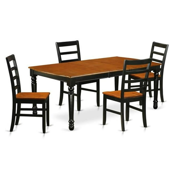 East West Furniture DOPF5-BCH-W 5 Piece Kitchen Tables & Chair set, Black & Cherry