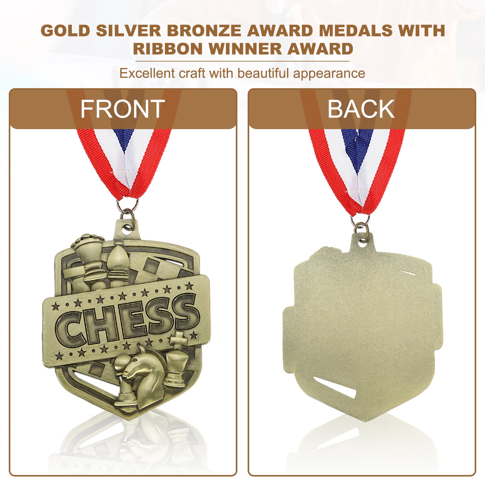 Uxcell  Tournament Award Medals with Ribbons, Winner Medals Prizes for Competitions Sports Party Gold