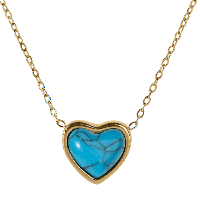 LuckyLy Collares para Mujer Oro 14k con Piedras Naturales, Acero Inoxidable Baño Oro 14k, Cadena y Dije – Joyería ideal como Regalos para Mujer San Valentín y Regalos para Mamá turquesa Unitalla