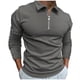 thumbnail image 1 of Gibobby Playera polo hombre Camiseta informal de tela a rayas de otoño para hombre, camiseta de manga larga con cuello vuelto y cremallera(Gris,M), 1 of 5