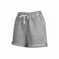 thumbnail image 5 of QSAWXQZ Women's Tencel Linen Blend Shorts Elastic Drawstring Waist Rolled Hem Summer Casual Loose Beach Hot Pants Comfortable Soft Shorts with Pockets M, 5 of 6