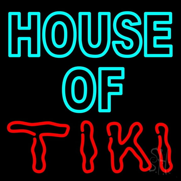 House Of Tiki LED Neon Sign 24 x 24 - inches, Clear Edge Cut Acrylic Backing, with Dimmer - Bright and Premium built indoor LED Neon Sign for Bar decor.