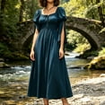 thumbnail image 3 of Guieoi Womens Dresses Long Sleeve Fashionable Court Style Long Dress Blue S, 3 of 7