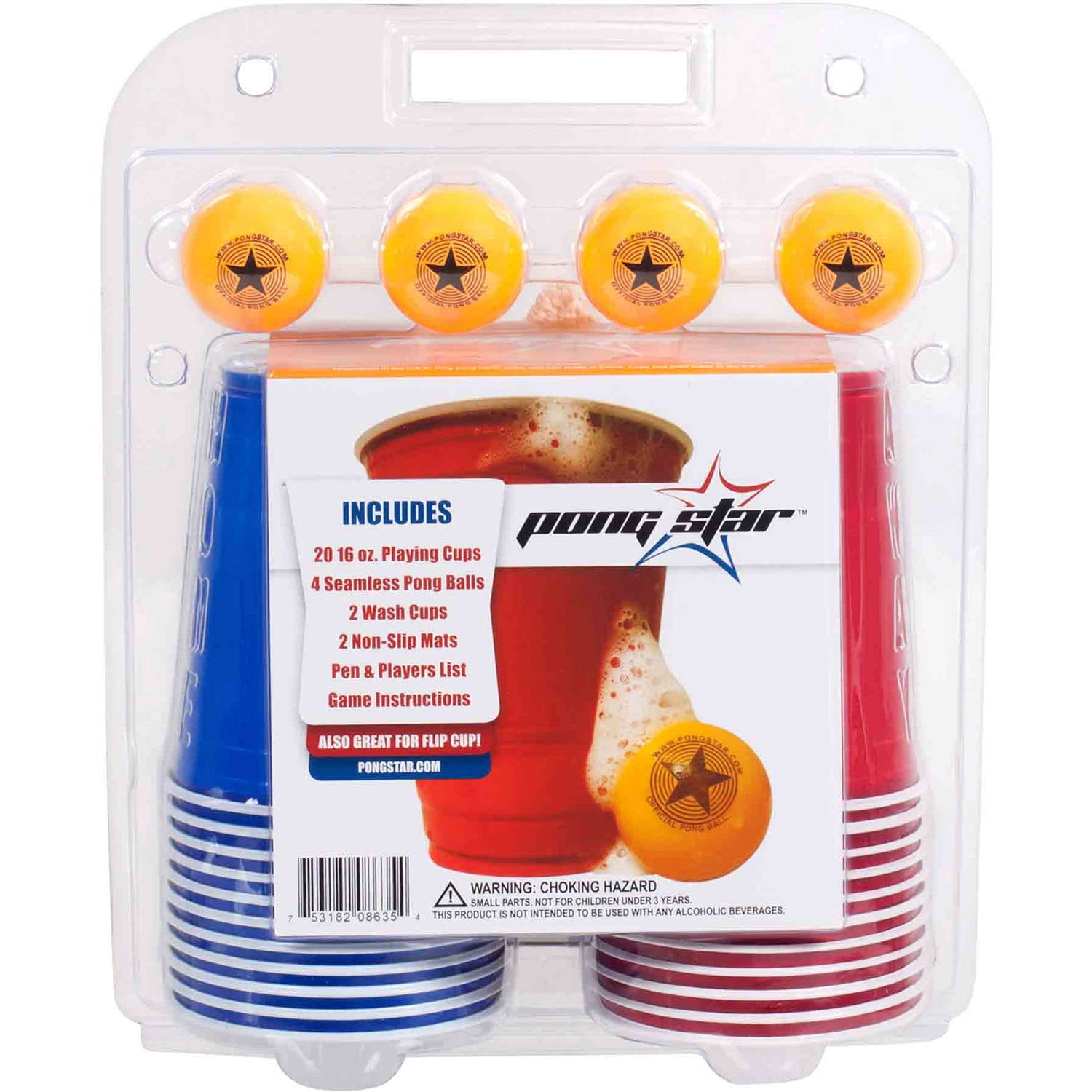 EZ-Beer Pong Set-20 Cups and 3 Pong Balls 18 oz