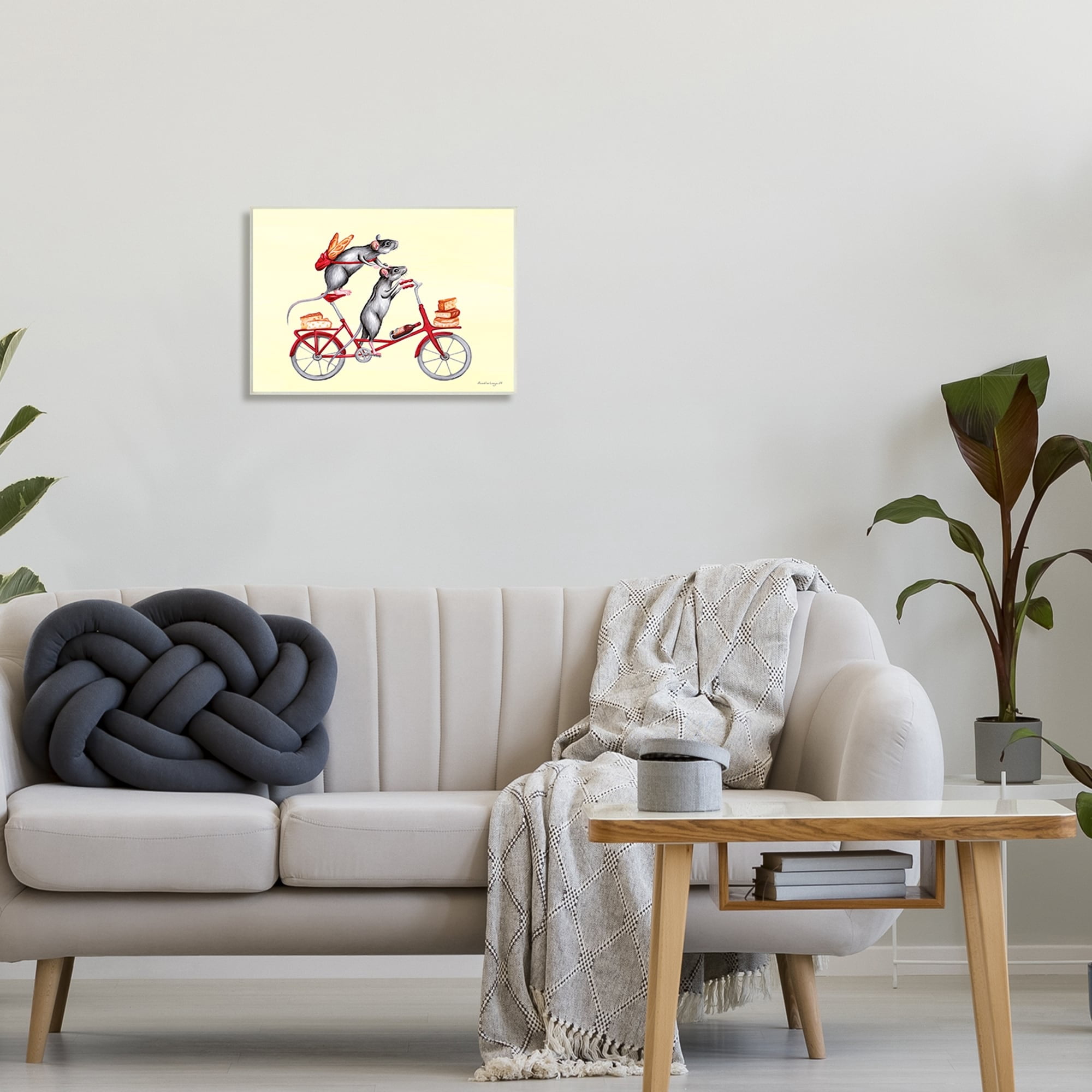 Stupell Industries Mice On Bicycle Carrying Picnic Lunch Bread Cheese Graphic Art Unframed Art Print Wall Art, Design by Amelie Legault
