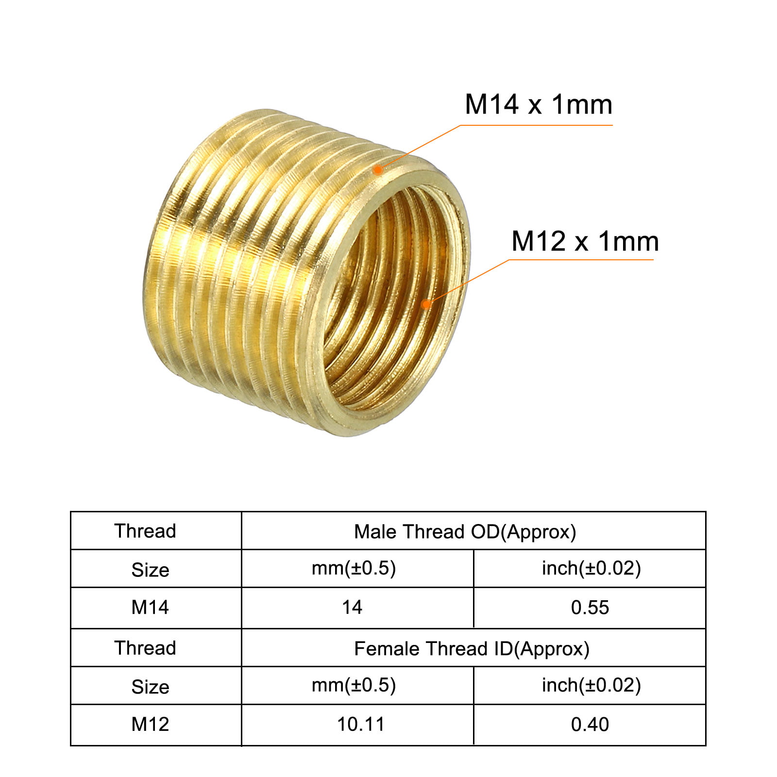 Uxcell M12 Male to M10 Female Adapter 15mm Long Sleeve Reducer Thread  Reducing Nut Insert 10 Pack