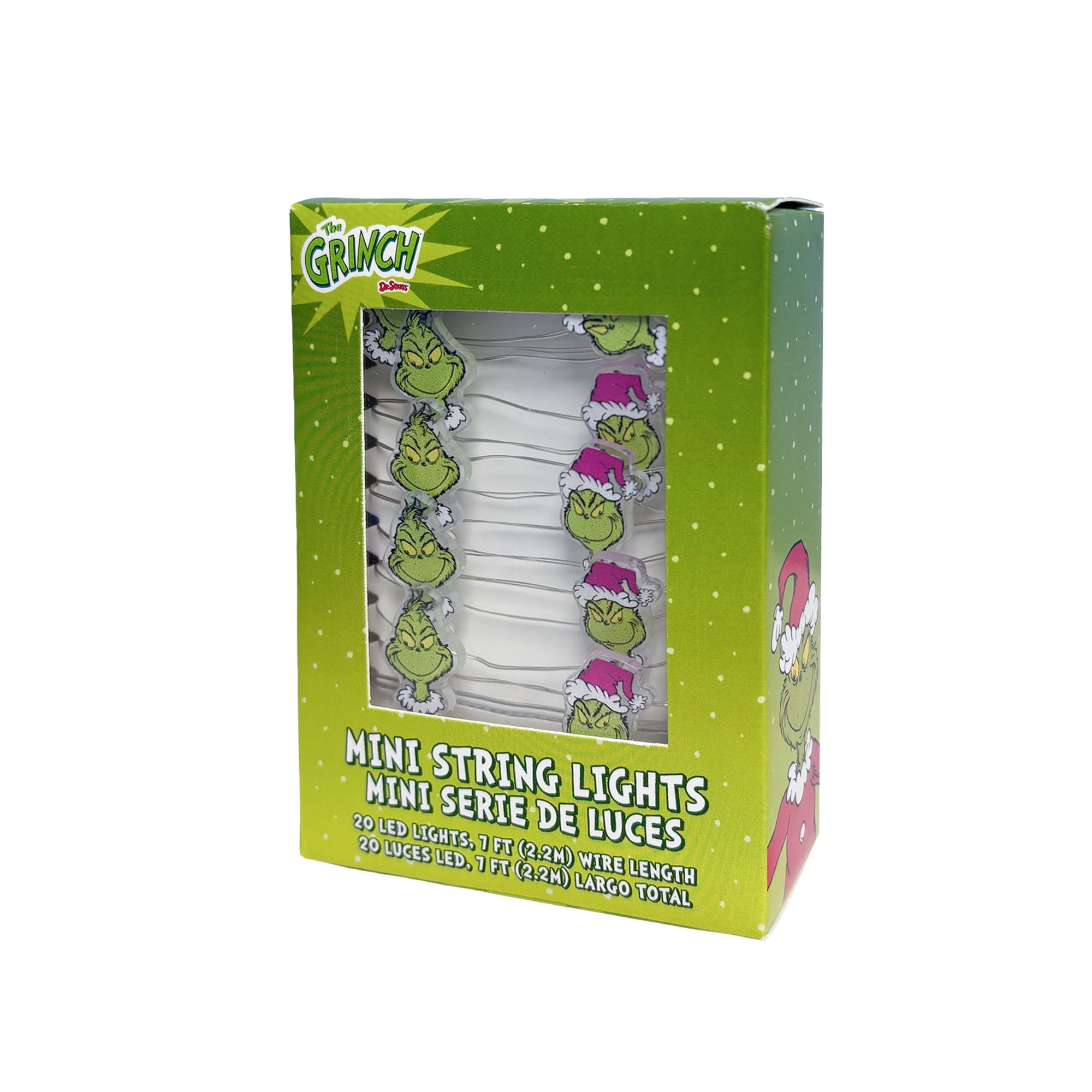 The Grinch 20 Count Micro String Lights with Santa Hat Design