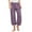 Purple, variant on Posijego Girls Capri Pants Cotton Linen Wide Leg Cropped Trousers Drawstring Lounge Pants with Pockets
