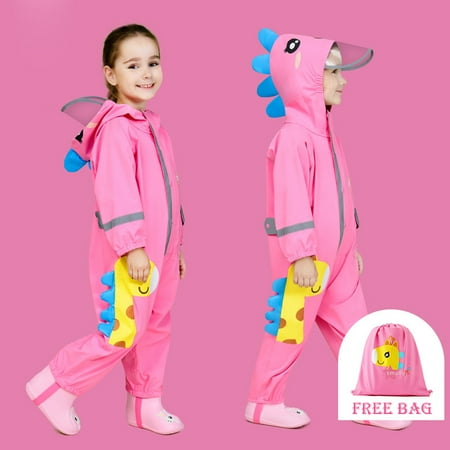 

THE WILD Casual Pretty Kids Rain Suit Baby Hood Waterproof Coverall Rainwear Muddy Raincoat
