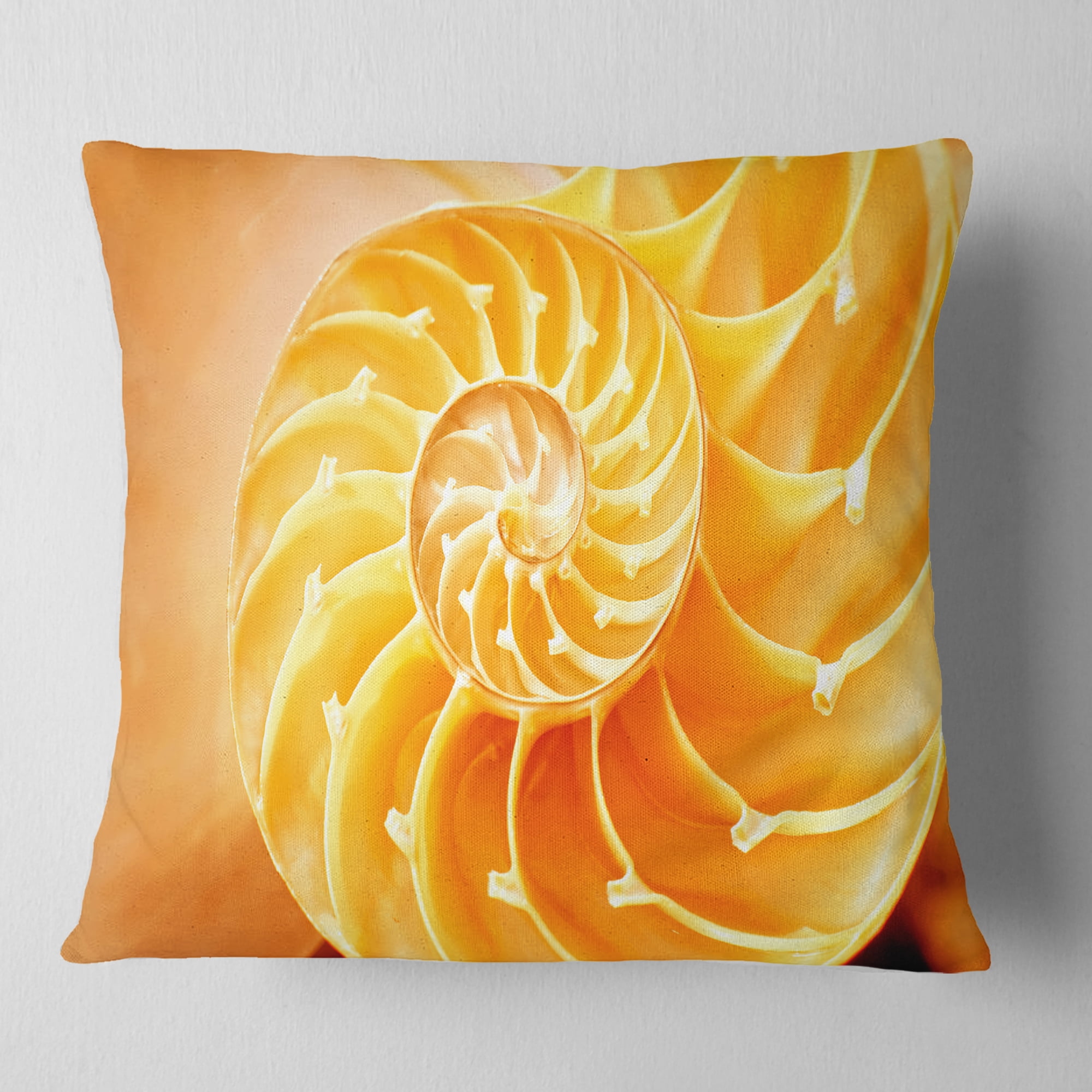Designart Yellow Nautilus Shell - Contemporary Throw Pillow - 16x16