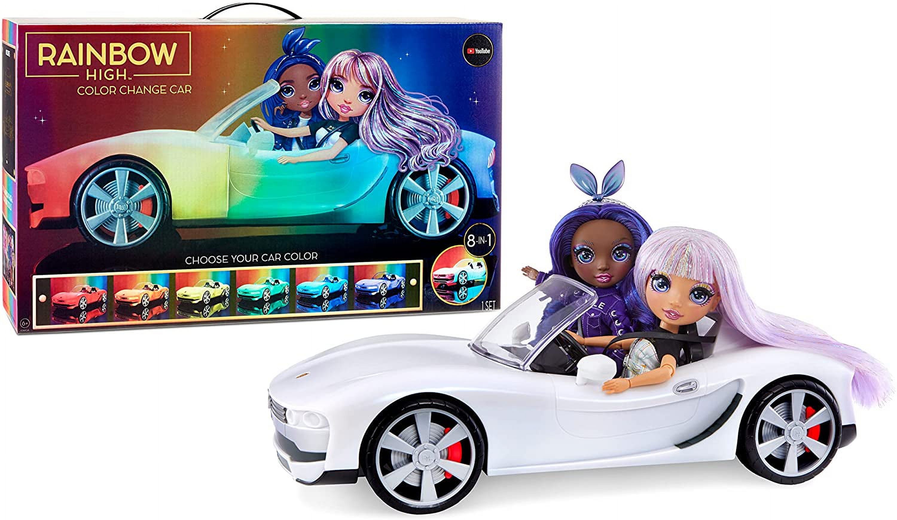 Rainbow High Color Change Car - Convertible Vehicle, 8-In-1 Light-Up, Multicolor, Fits 2 Fashion Dolls- Great Toy Gift for Girls Ages 6-12+ - image 4 of 10