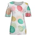 thumbnail image 3 of Birdeem Mode Femme Col Rond Imprimé Manches Courtes T-Shirt Blouse Hauts Chandail en Molleton, 3 of 4