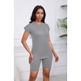 thumbnail image 3 of Women 2 Piece Outfits Summer Sweatsuits Biker Short Workout Jogger Sets Gray 2XL, 3 of 5
