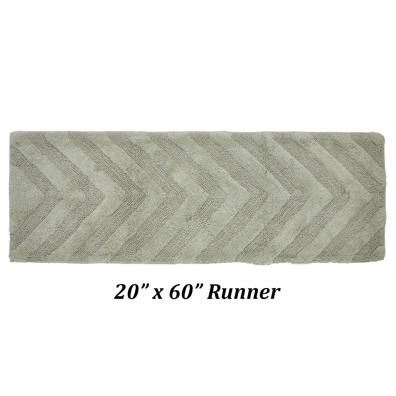 Better Trends Long Runner Bathroom Rug Extra Soft Non-Slip Bath Mat Water Absorbent 100% Cotton Washable Mat 20" x 60" Dark Sage Hugo Collection