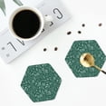 thumbnail image 4 of Honeii Green Christmas print Leather Coaster Set of 4, ideal for safeguarding your furniture from drinks spills and effortless cleanup-Hexagon, 4 of 6