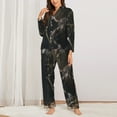 thumbnail image 2 of Yiaed Medieval Knight And Dragon Print Pajamas Women's Long Sleeve Sleepwear Soft Button Down Loungewear Pjs Lounge Set Nightwear Womens Pajama Pants-XX-Large, 2 of 7