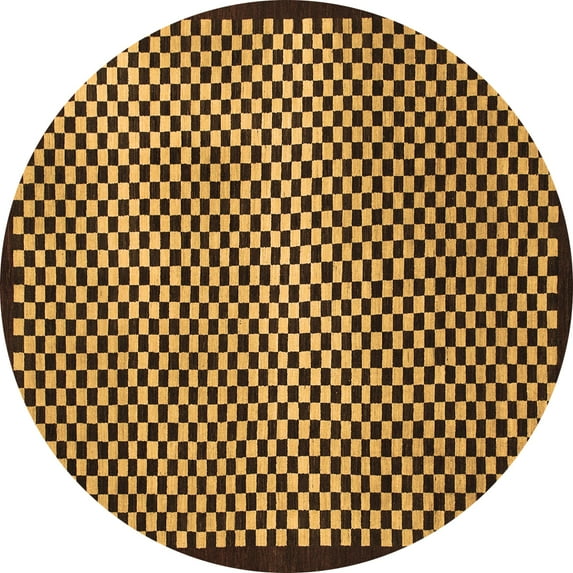 Ahgly Company Indoor Round Checkered Brown Modern Area Rugs, 8' Round