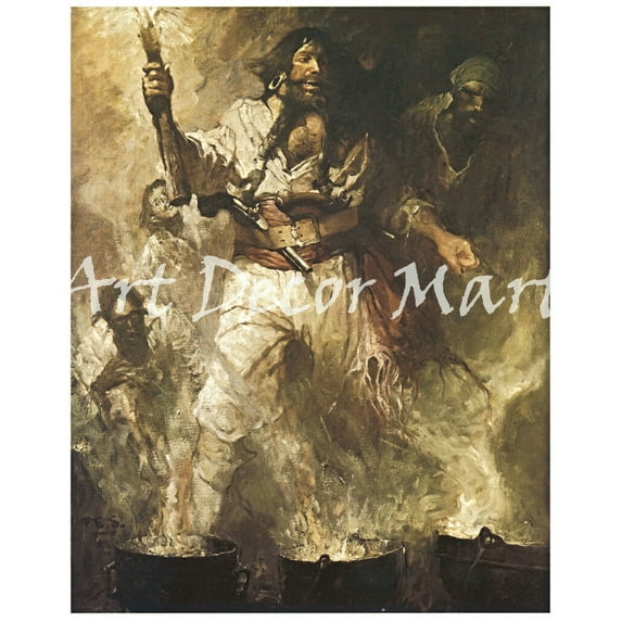 Blackbeard in Smoke and Flame - CANVAS OR FINE PRINT WALL ART