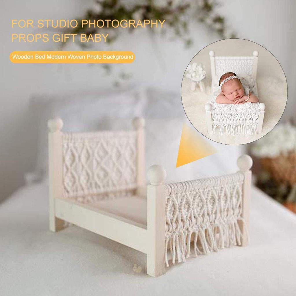Happt Newborn Baby Photography Props Cot Baby Photo Small Wooden Bed Studio Crib Props Photo Props for Baby Boys Girls economical 