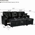 thumbnail image 3 of Pull-Out Convertible PU Leather Sectional Sofa Set with Reversible Chaise Lounge, Sleeper Loveseat Couch with Hidden Storage, 3 of 12