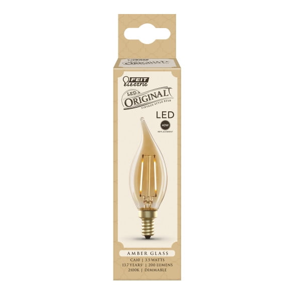 Feit Electric Original Vintage LED 3.5 Watts (60 Watt Equivalent) Soft White Light Bulb, CA10, E12, Dimmable
