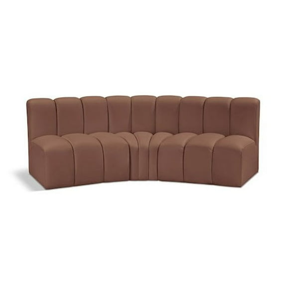 Meridian Furniture Arc Cognac Vegan Leather Modular Sectional