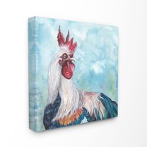 The Stupell Home Decor Collection Light Blue Painted Rooster Portrait Stretched Canvas Wall Art, 17 x 1.5 x 17