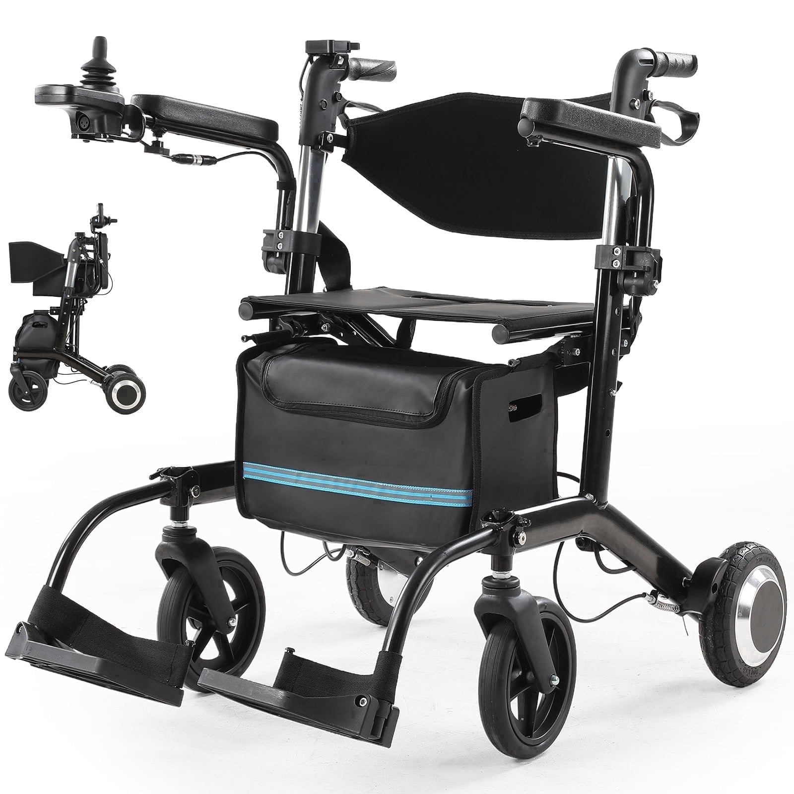 Tivaro 4-in-1 Electric Wheelchair Rollator Walker, Foldable All-Terrain with Seat, 39lbs Lightweight, 10Ah Battery